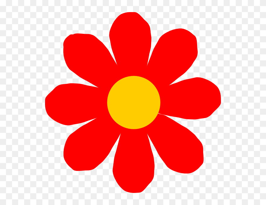 Red Flower Clip Art At Clker - Red Flower Clipart Design - Png Download