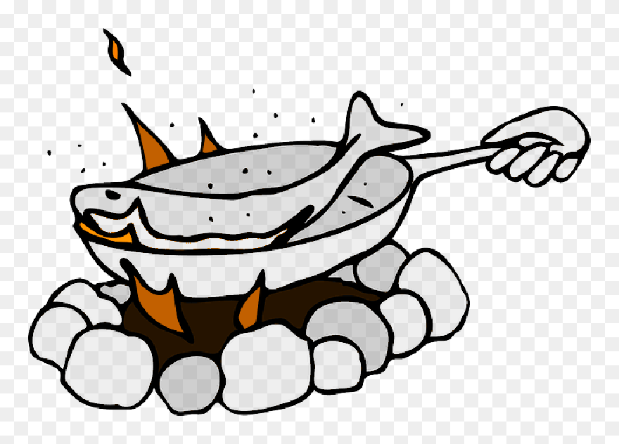 Food, Fire, Cartoon, Pan, Dish, Fish, Meats, Frying - He Has Bigger Fish To Fry Clipart