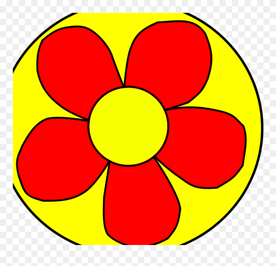 Red Flower With Yellow Background Svg Clip Arts - Red And Yellow Flower Clipart - Png Download