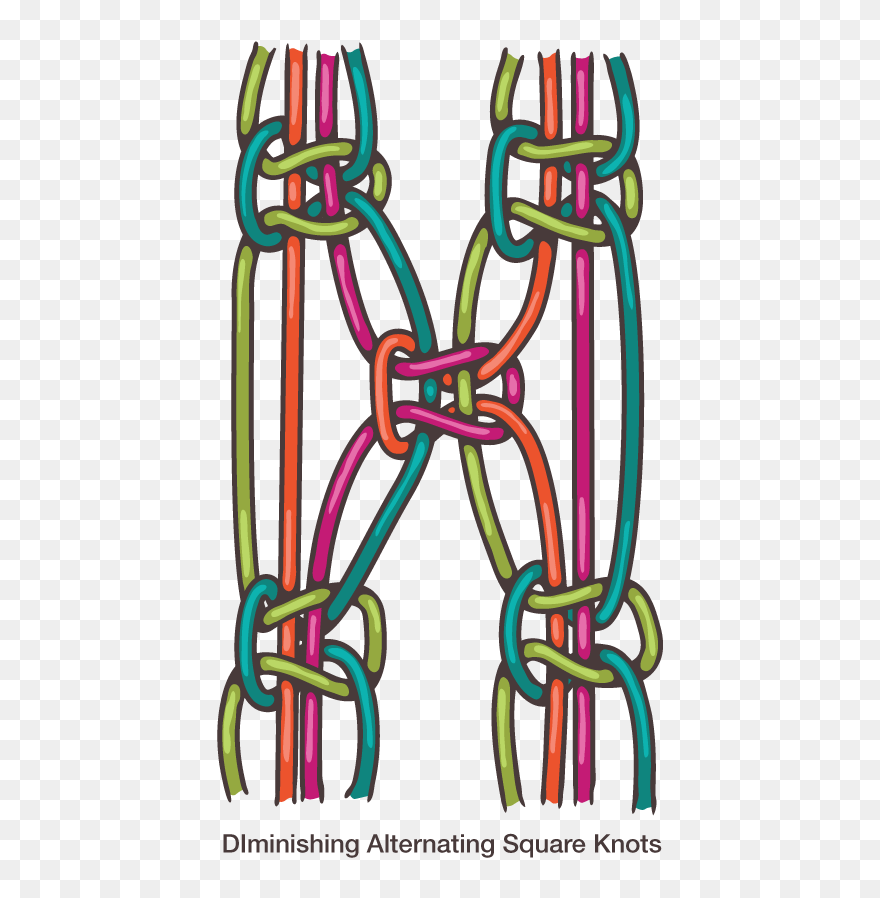 Alternating Square Knots For Macrame - Alternating Square Knot Macrame Step By Step Clipart