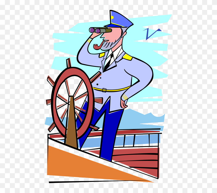 Vector Illustration Of Mariner Sea Captain Sailor At - Ship Captain Clipart Png Transparent Png