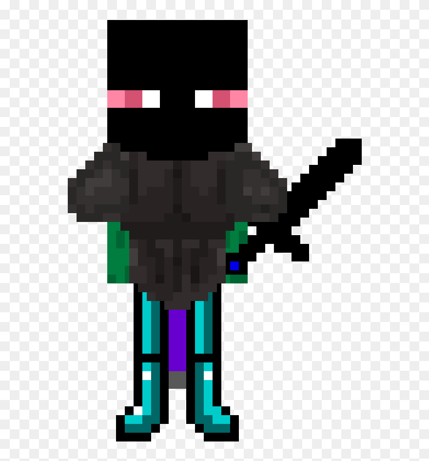 Enderman Drawing Minecraft Animation Transparent Png - Minecraft Diamond Sword And Armor Clipart