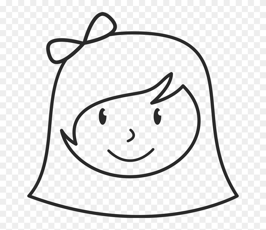 Girl With Short Hair And Bow Face Stamp - Stick Figure Girl Face Clipart