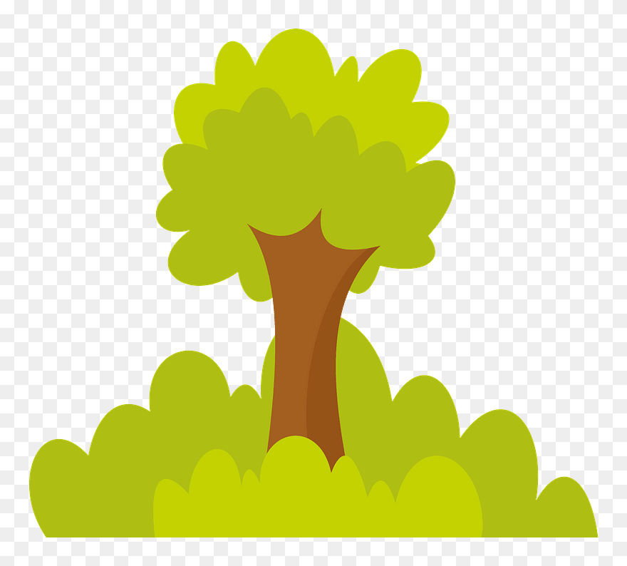 Tree And Bushes Clipart - Illustration - Png Download