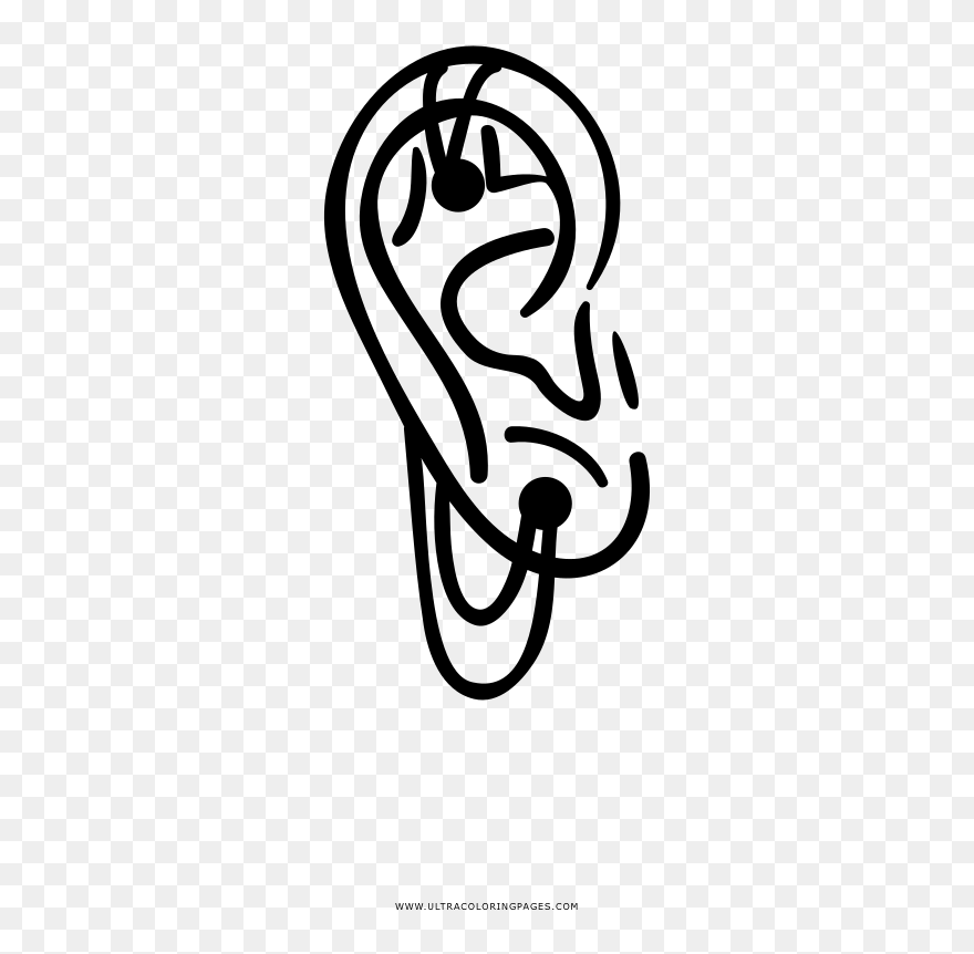 Ear Coloring Page Bunny Ears Colouring Pages Printable - Piercing Desenho Clipart