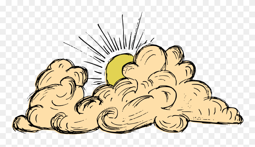 Vintage Cloud Drawing 6 - Cloud Drawing Clipart