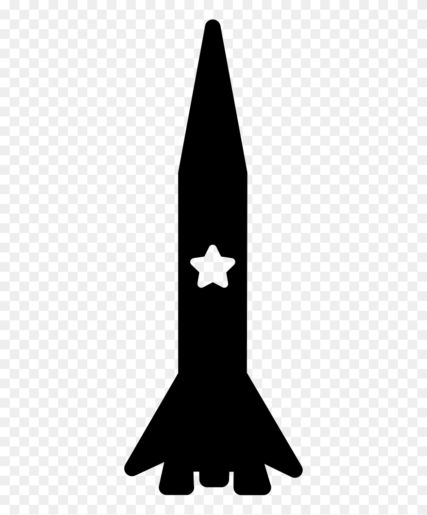 Thin Vertical Rocket Ship With A Star - Illustration Clipart