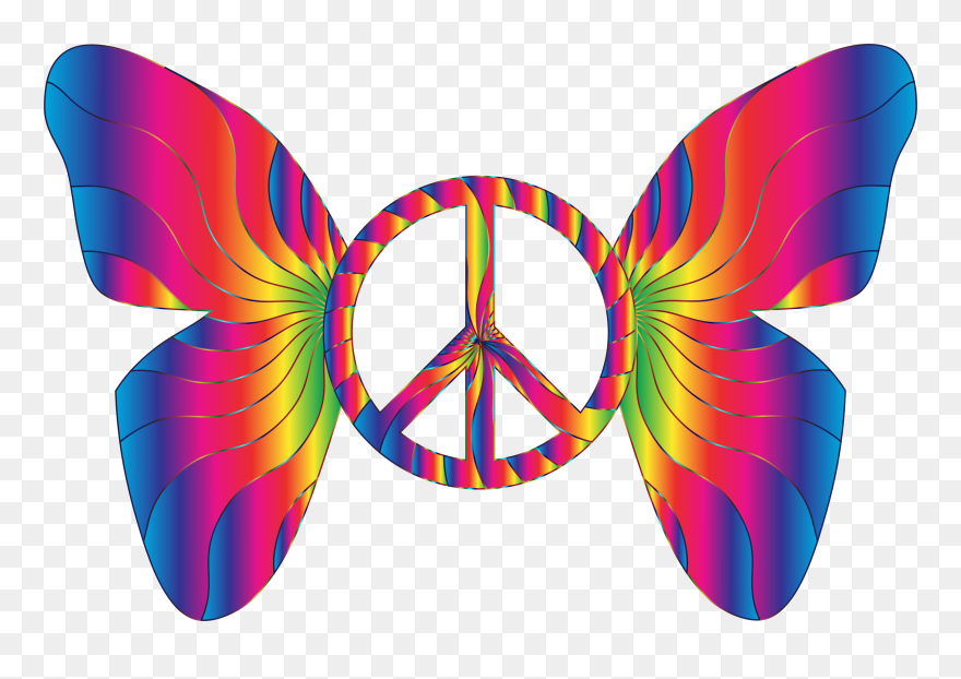 Peace Sign Clipart Groovy - Butterfly Peace Sign - Png Download