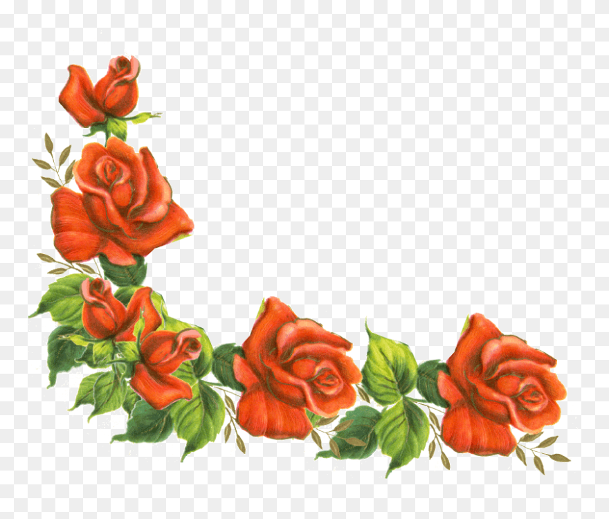Vintage Frame Clip Art - Transparent Roses Border Clipart - Png Download