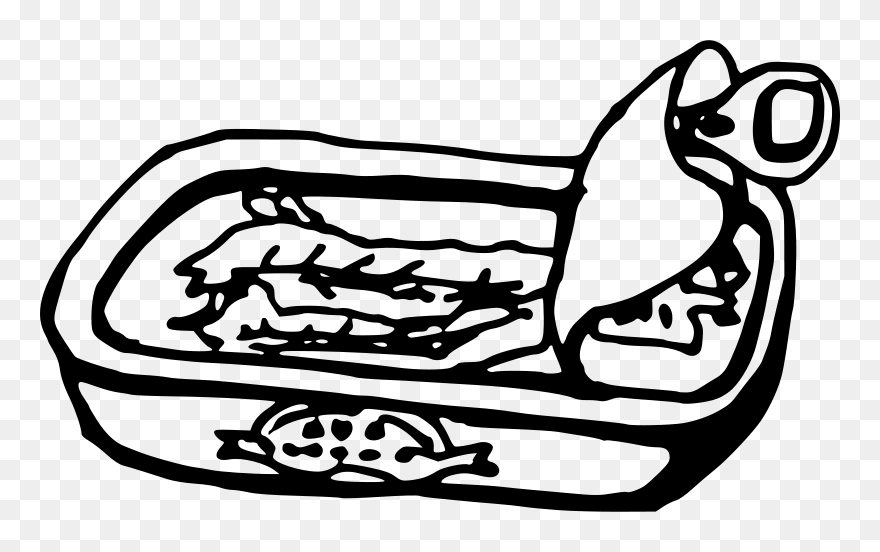 Free Anchovy In Can - Anchovies In Can Clipart Black And White - Png Download