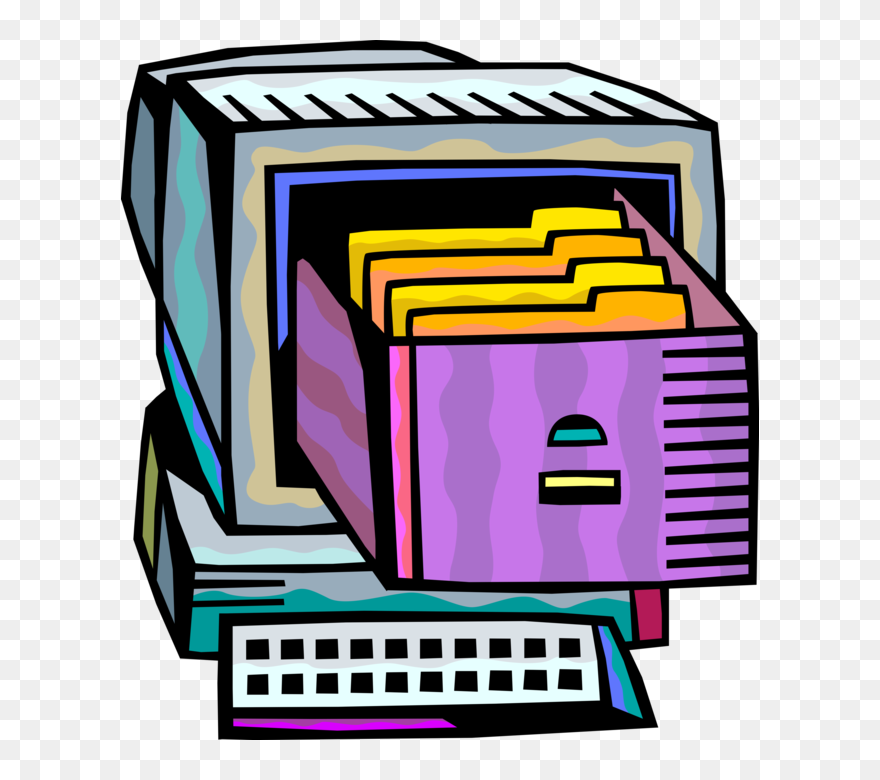 Vector Illustration Of Computer Archive Files In Filing Clipart