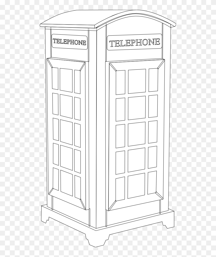 English Clipart Phone Booth - Cartoon Black And White London Telephone Box - Png Download