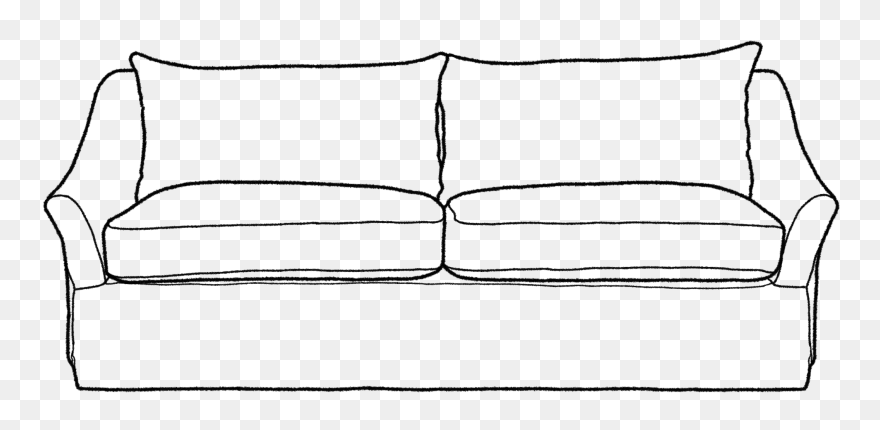 Couch Clipart Outline, Couch Outline Transparent Free - Sofa Black And White - Png Download