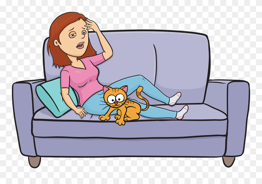 Cartoon Woman On Couch , Png Download - Cartoon Of Woman Lying On Couch Clipart