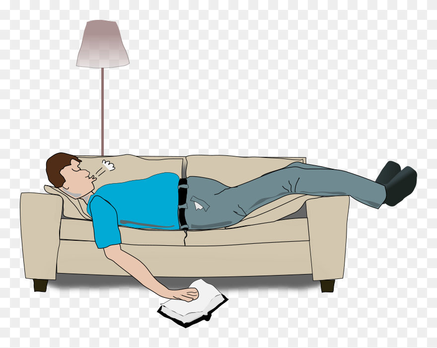 Sleeping On A Small Couch , Png Download - Sleeping On Sofa Clipart Transparent Png