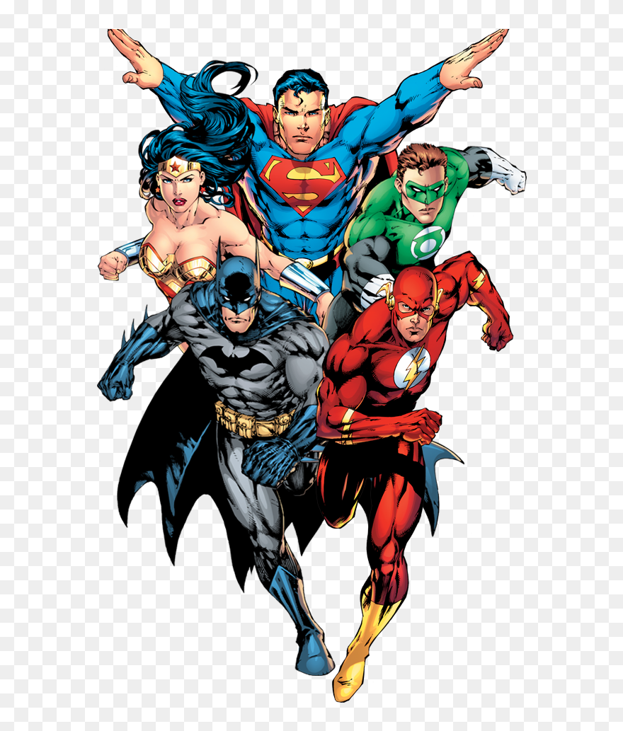 Download League Justice Batman Dc Joker Marvel Vs - Cartoon Batman Superman Wonder Woman Flash Green Lantern Clipart