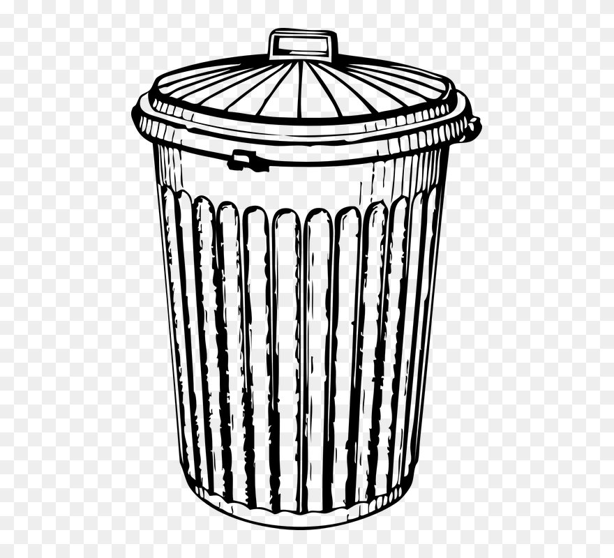 Garbage, Free Illustrations, Container, Waste, Store - Black And White Trash Can Clipart