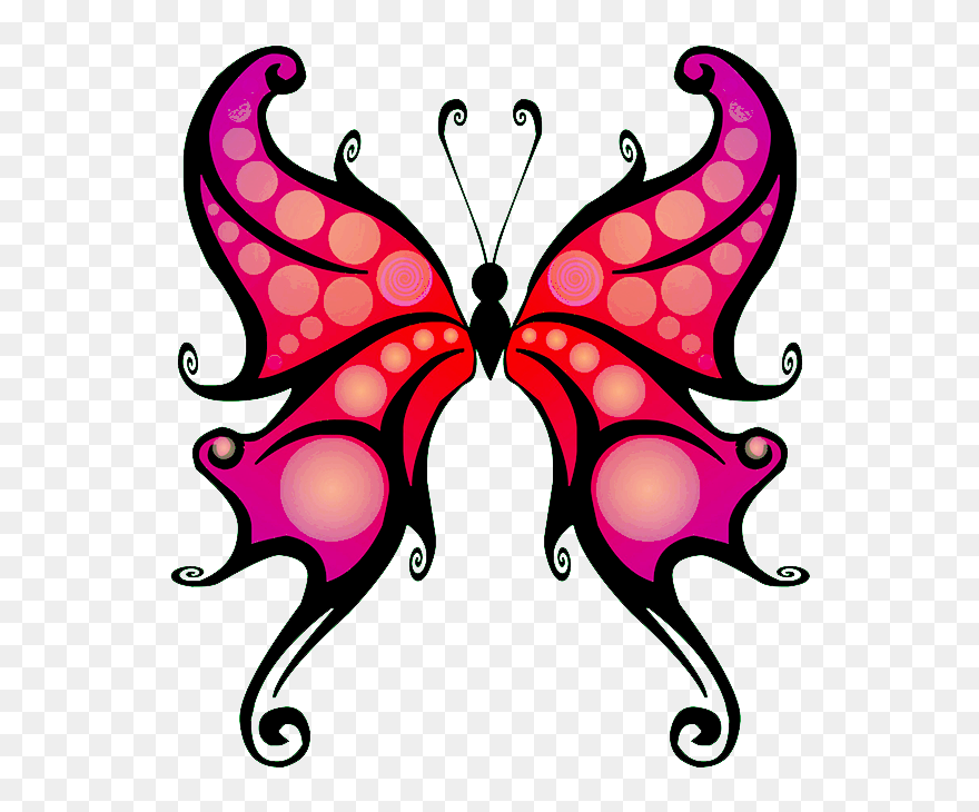 Black Red Butterfly Clip Art Png - Butterfly Cliparts Outline Transparent Png