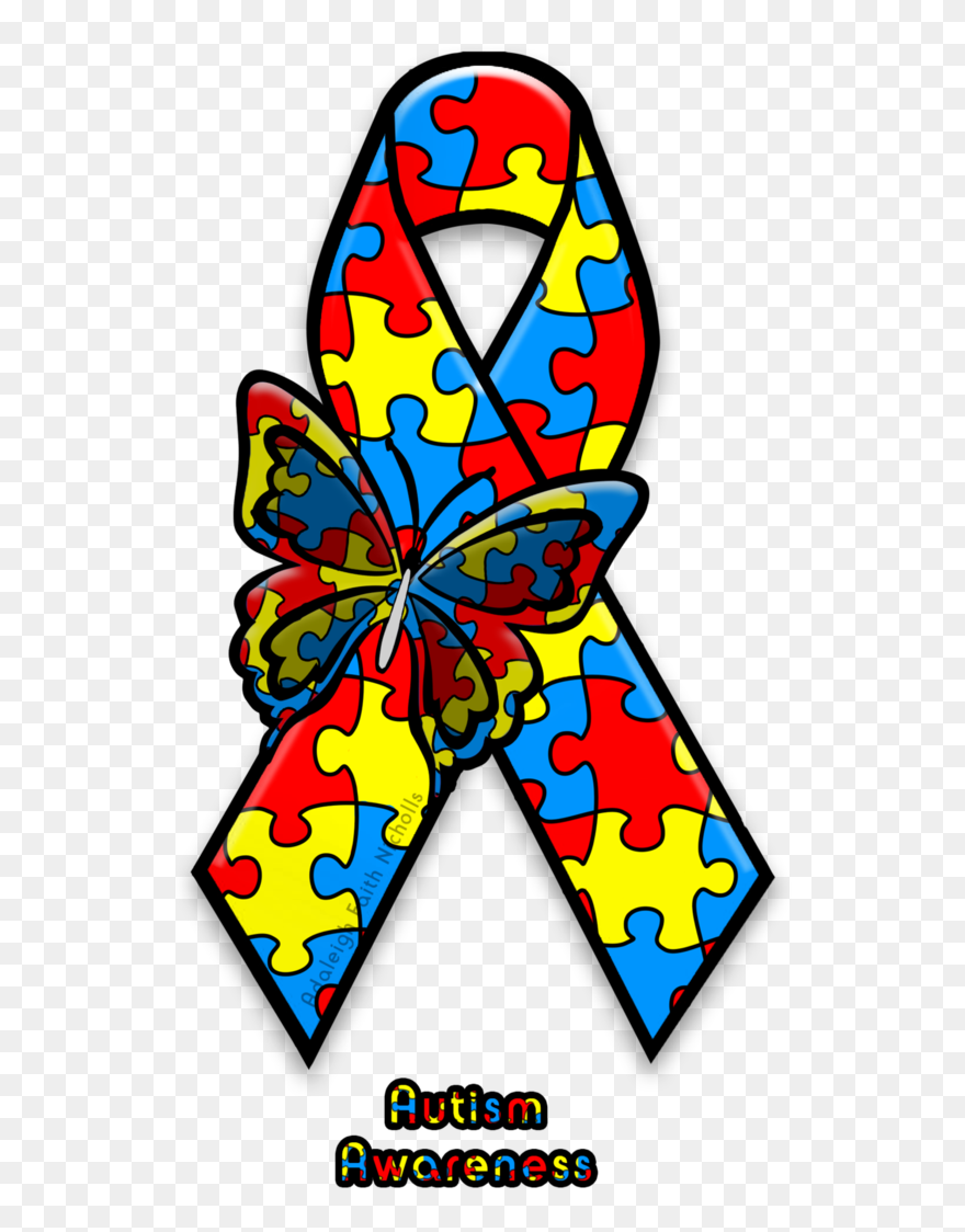 Autism Awareness Ribbon - Developmental Disability Awareness Ribbon Clipart