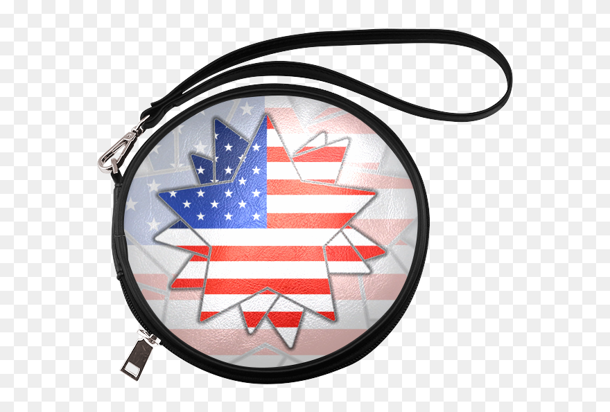The Abstract Star With American Flag Round Makeup Bag - Toiletry Bag Clipart