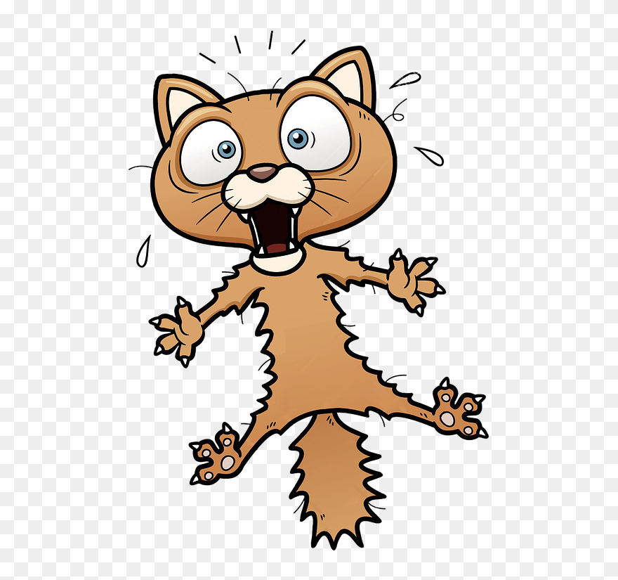 Climbing Cat Clipart Clip Library Library Fraidy Cat - Scared Cat Cartoon - Png Download