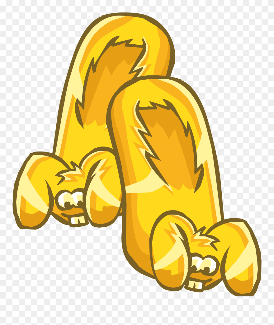 Gold Slippers Cliparts - White Bunny Slippers Club Penguin - Png Download
