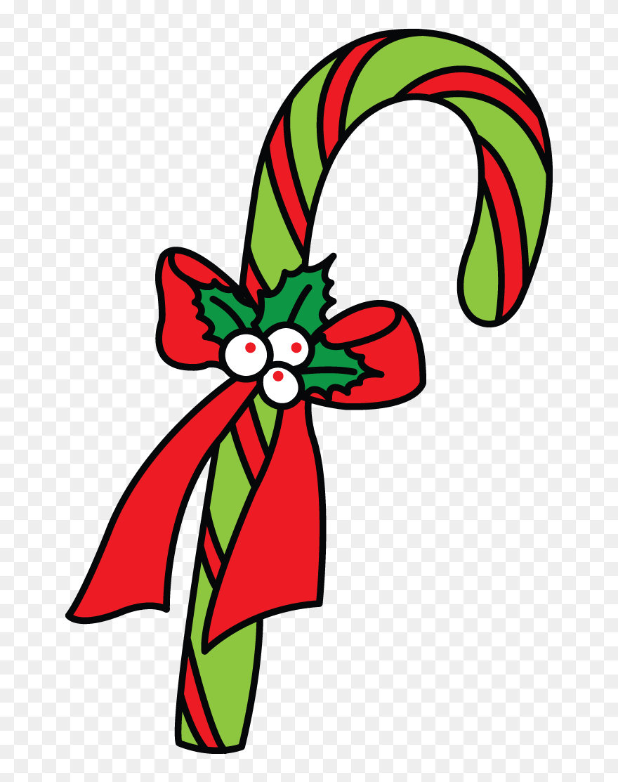 Cane Drawing Hard Candy Clipart Download - Drawing Of Christmas Candy Cane - Png Download