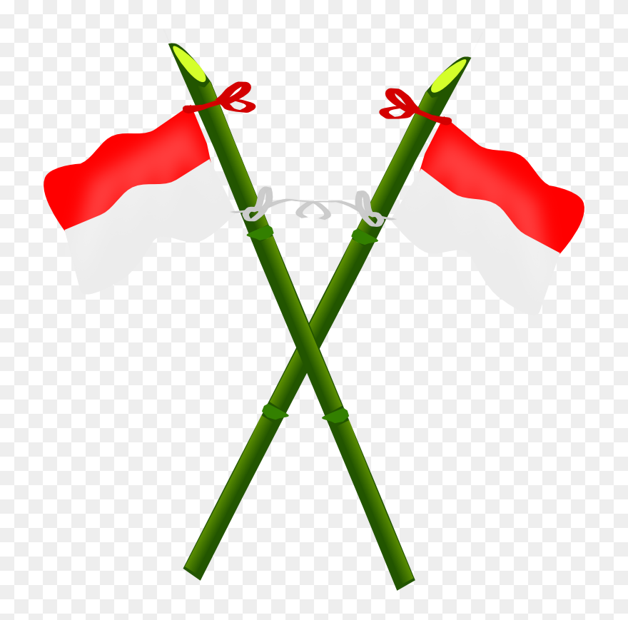 Bamboo And Indonesian Flag-2 - Indonesian Flag Clip Art - Png Download