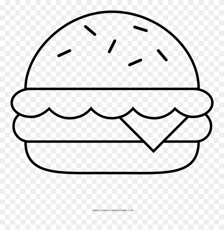 Cheeseburger Coloring Page - Coloring Hamburger Clipart