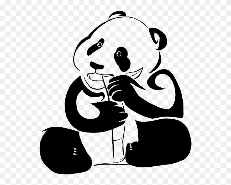 Transparent Eat Clipart - Panda Eating Bamboo Drawing - Png Download