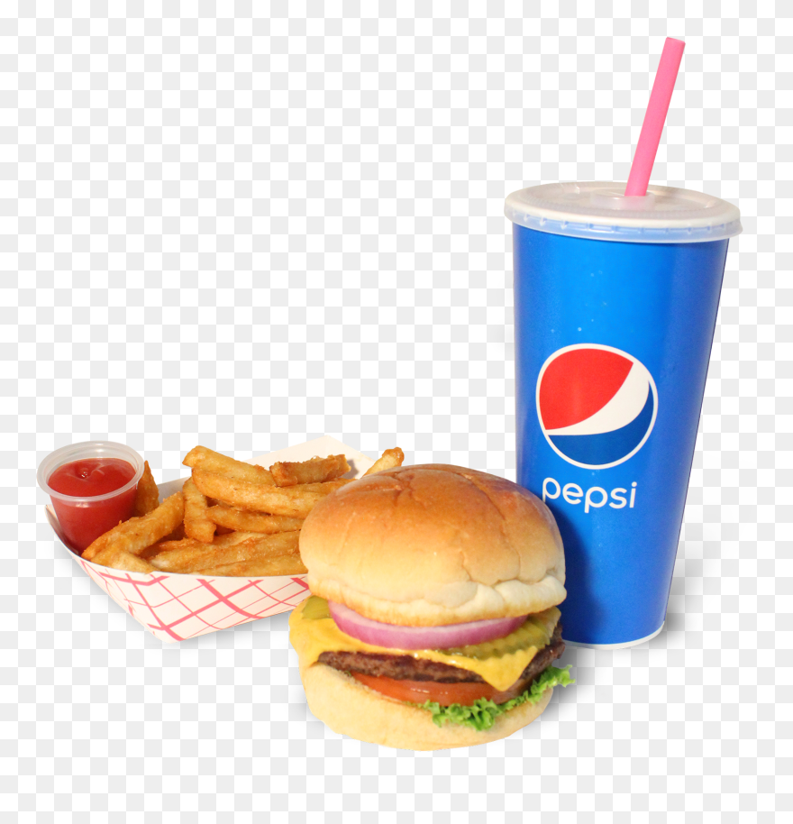 Transparent Hotdogs Clipart - Burger Pepsi Fries Combo - Png Download