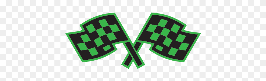 Racing Chequered Flag Green - Illustration Clipart