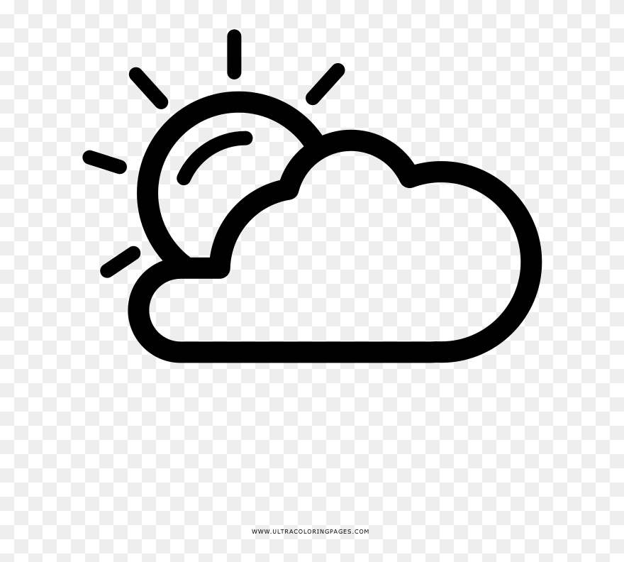 Partly Cloudy Coloring Page - Heart Clipart