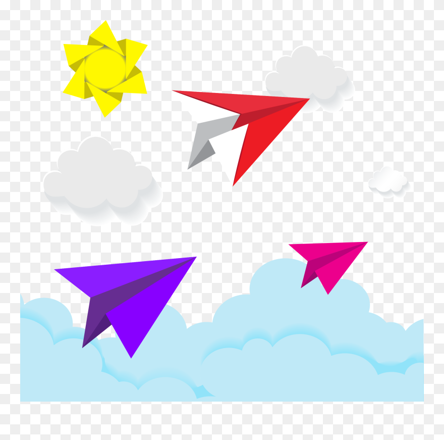 #ftestickers #clipart #paperairplanes #clouds #3deffect - Color Paper Airplane Clipart - Png Download