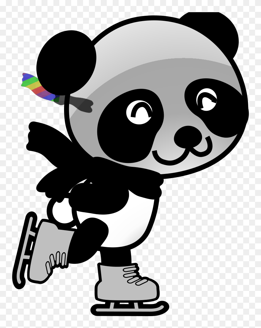 Panda 5 Svg Clip Arts - Skating Panda Clipart - Png Download