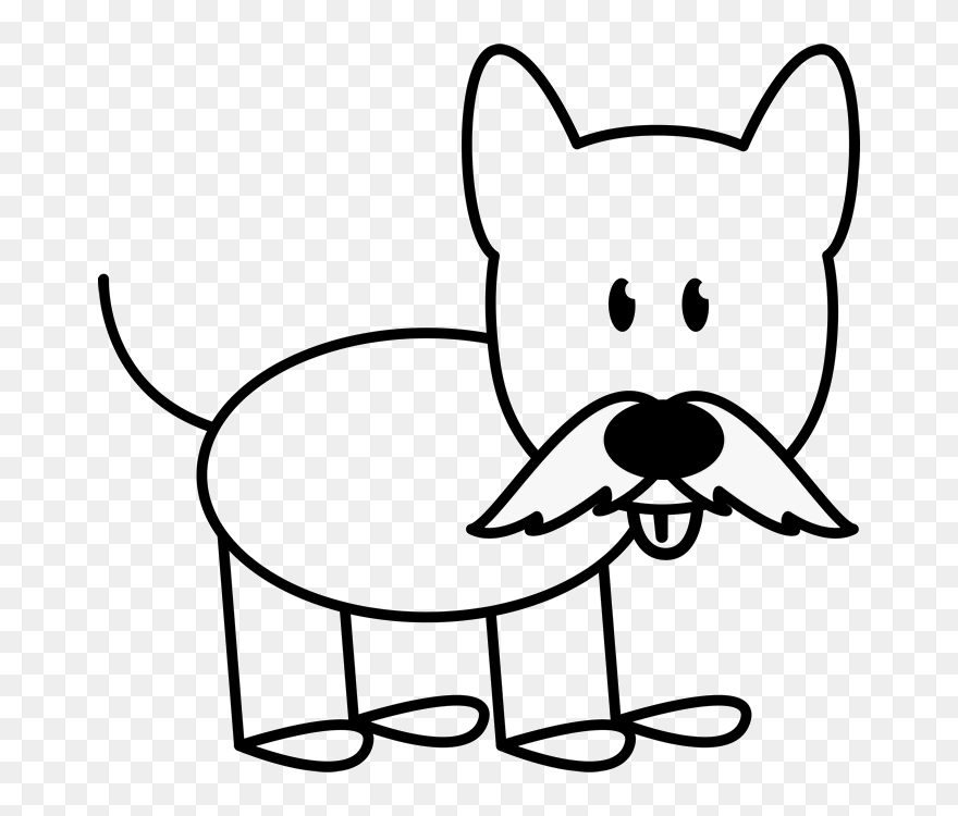 Dog With Mustache Outline Stamp Stick Figure Stamps - Stick Dog Clipart - Png Download