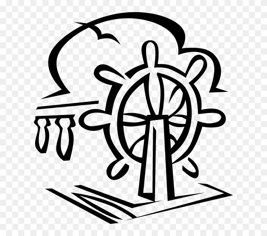 Vector Illustration Of Ship"s Helm Wheel Or Boat"s Clipart
