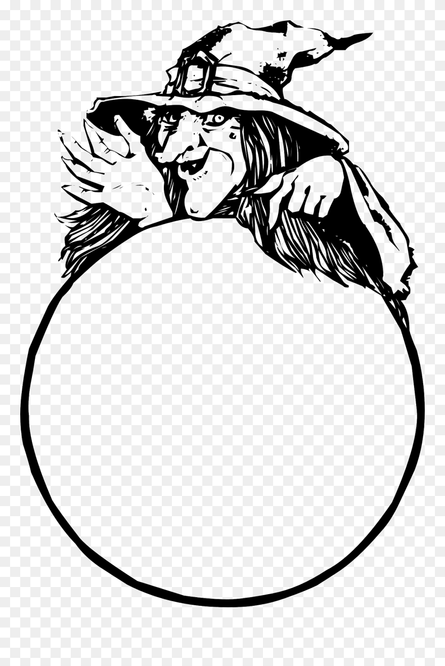 Witch And The Crystal Ball Drawing Clipart