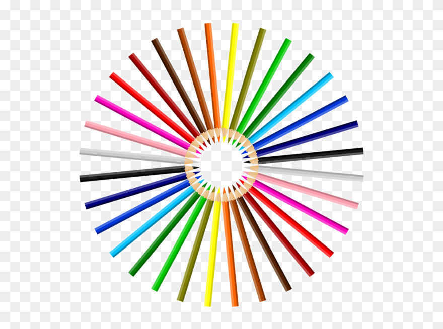 Crayons Stylos - Colored Pencils In A Circle Clipart