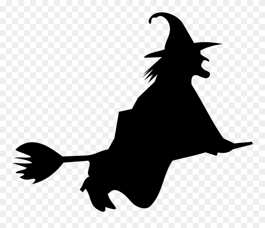Witchcraft Silhouette Illustration - Silueta De Bruja En Escoba Clipart