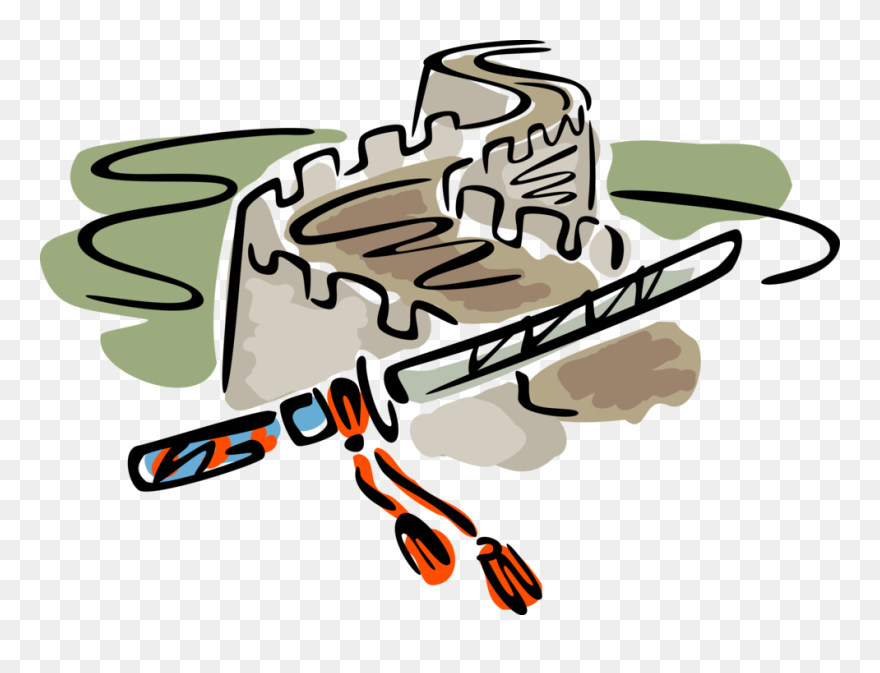 Vector Illustration Of The Great Wall Of China Fortification Clipart