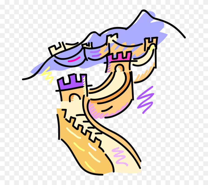 Vector Illustration Of Great Wall Of China Fortification - Great Wall Of China Clipart