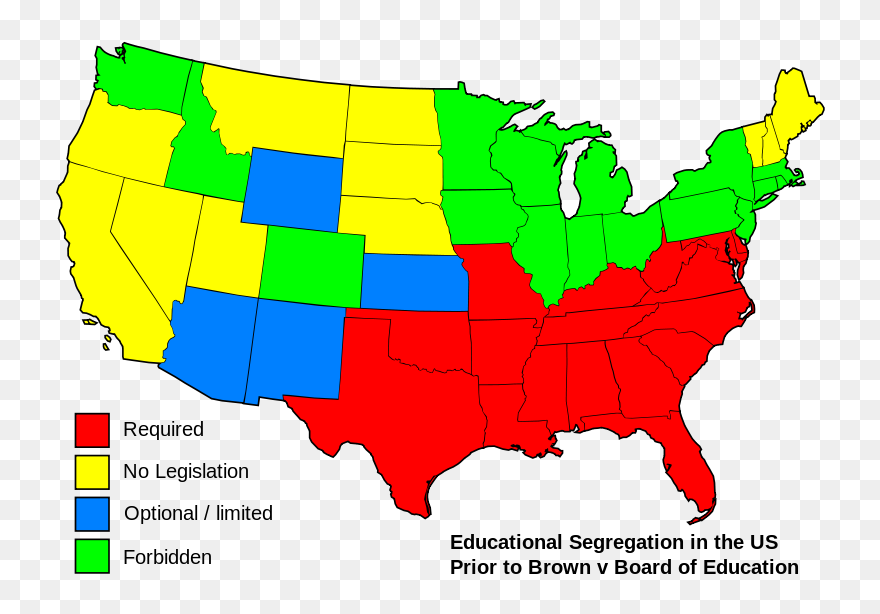 Empty Us Map - Educational Segregation In The Us Prior To Brown Vs Clipart