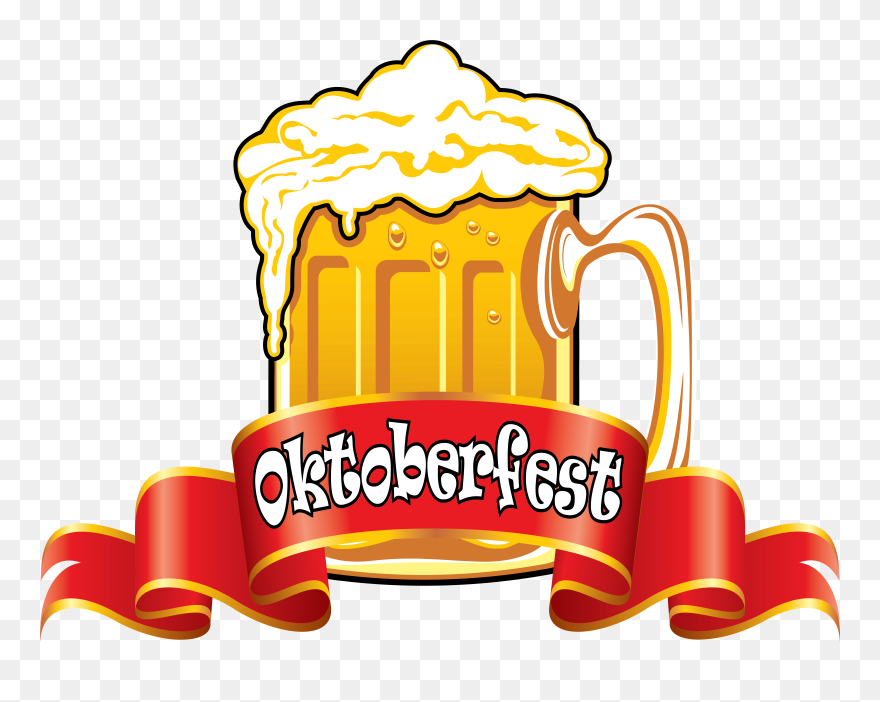 Oktoberfest Cuisine German With Beer Glassware Banner - Transparent Cartoon Oktoberfest Clipart