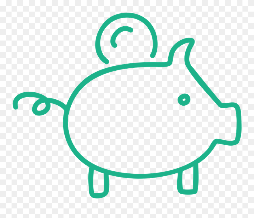 Summerhill Icon - Green - Piggy Bank - Clipart