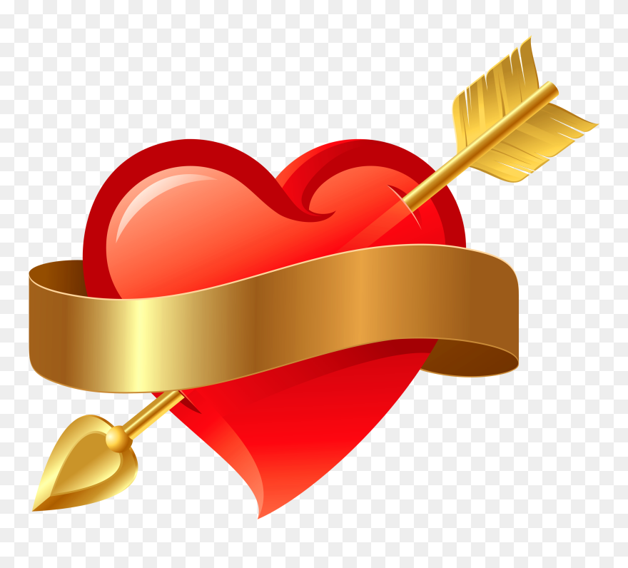 Transparent Arrow Clipart Png - Red Heart With Arrow