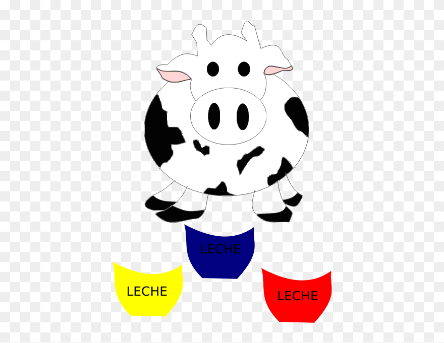 Vector Image Of Cow With Milk Bottles - Kartun Sapi Clipart