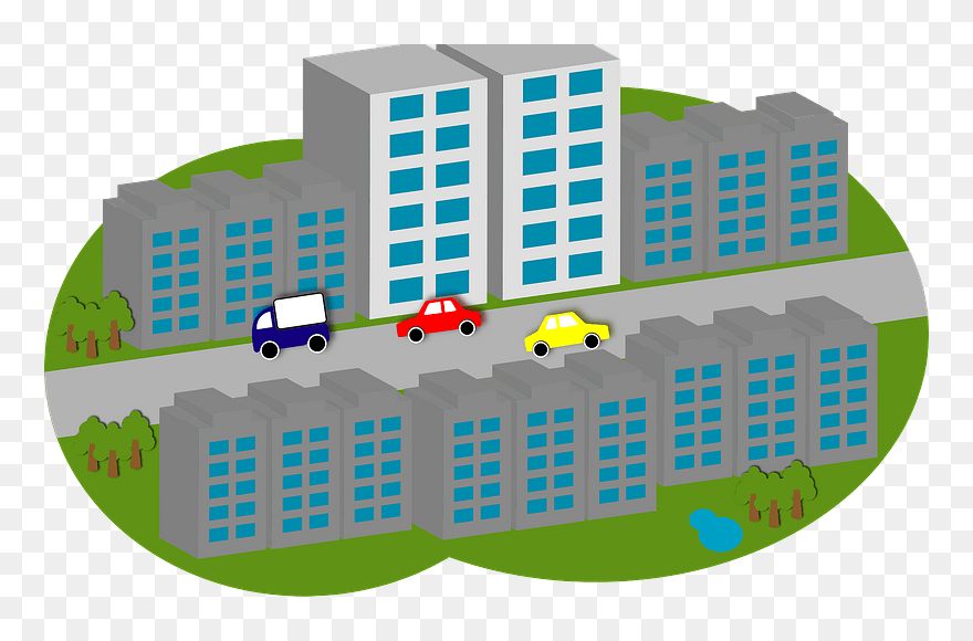 Buildings Cars Clipart - House - Png Download