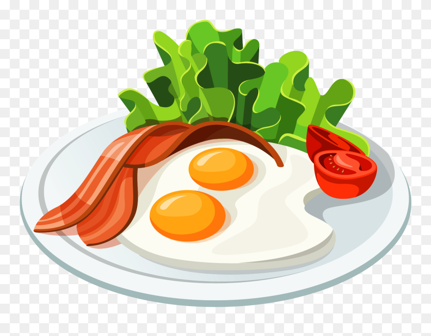 #food #plate #salade #tomatoes #eggs #friedeggs #bacon Clipart
