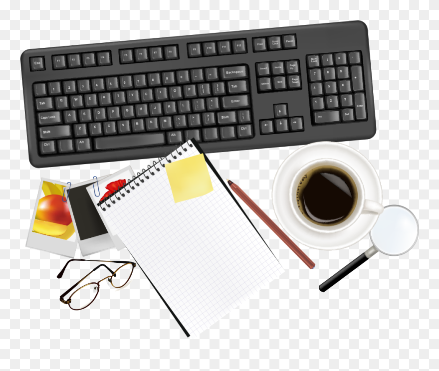 Vector Computer Office Top Euclidean Paper Keyboard - Laptop Top View Png Clipart